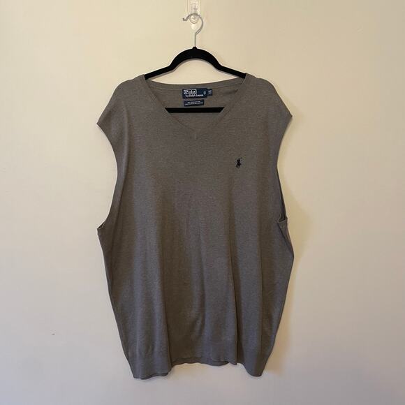POLO by Ralph Lauren XLT tall sweater vest vintage 90s gray neutral classic - Picture 1 of 8